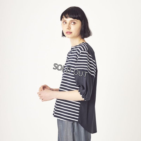 画像3: [PNT]トップス・Tシャツ 布帛+ボーダーカットソー　異素材切替 (3)