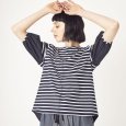 画像6: [PNT]トップス・Tシャツ 布帛+ボーダーカットソー　異素材切替 (6)