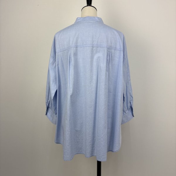 画像2: [PNT]シャツ・ブラウス 綿先染め丸衿七分袖ブラウス/3月上旬配送 (2)