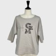 画像1: [PNT]トップス・Tシャツ 前身プリント加工入五分袖ショート丈カットソー (1)