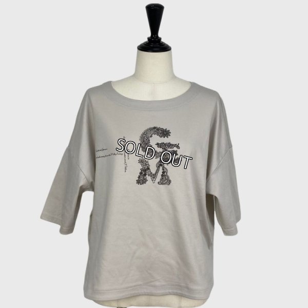 画像1: [PNT]トップス・Tシャツ 前身プリント加工入五分袖ショート丈カットソー (1)