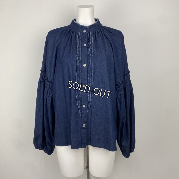 画像1: [PNT]シャツ・ブラウス 丸衿デニムブラウス (1)