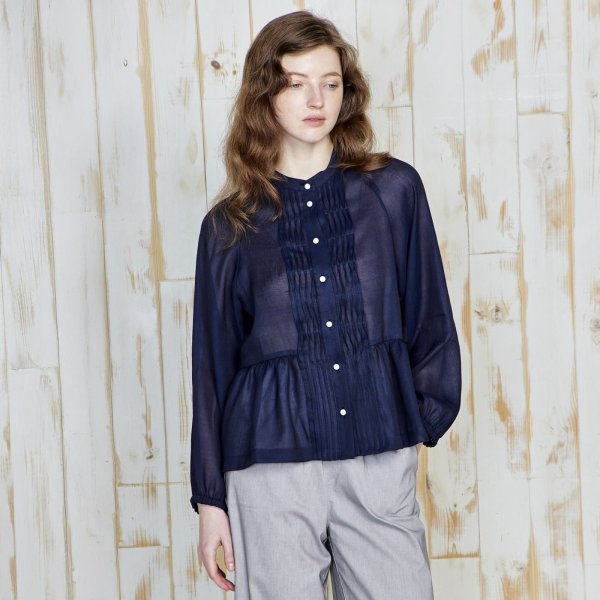 画像1: [PINETA]シャツ・ブラウス 胸ピンタック　ウエスト切替ギャザー　ブラウス/5月上旬配送 (1)