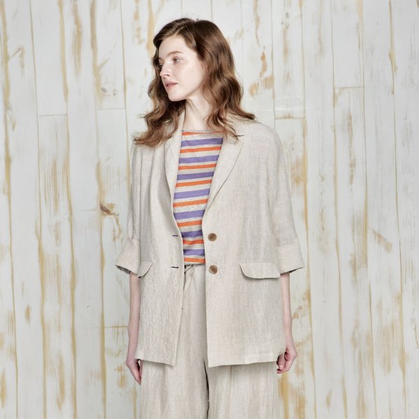 画像1: [PINETA]ジャケット テーラーカラー7分袖　ジャケット/5月上旬配送 (1)