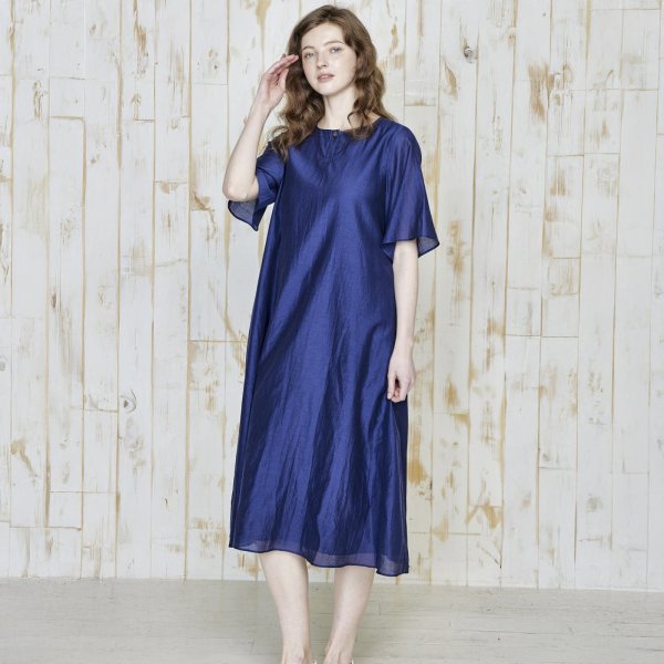 画像1: [PINETA]ワンピース 前ボタン付き袖フレア　ワンピース/5月上旬配送 (1)