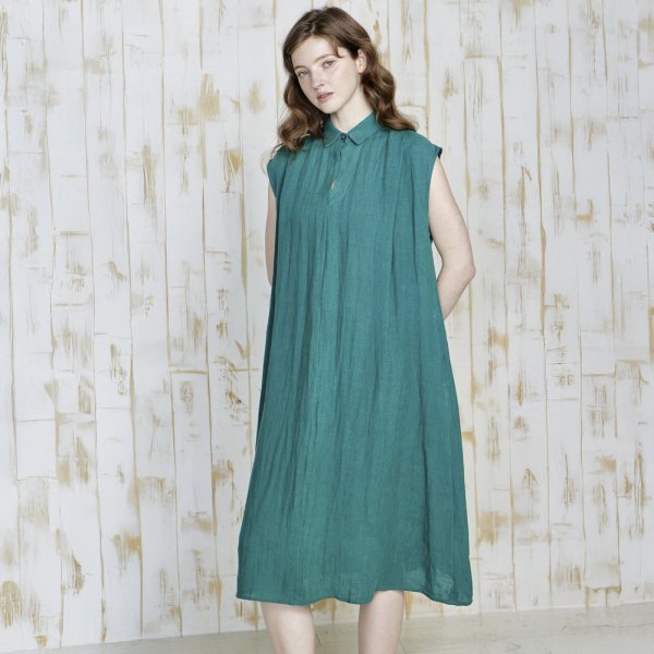 画像1: [PINETA]ワンピース 衿付きフレンチスリーブ　ワンピース/5月上旬配送 (1)