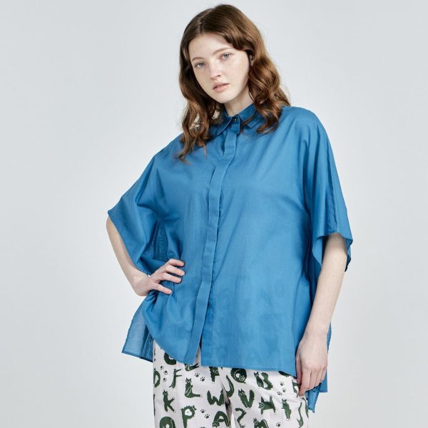 画像1: [PINETA]シャツ・ブラウス 襟付きBigブラウス/3月中旬配送 (1)