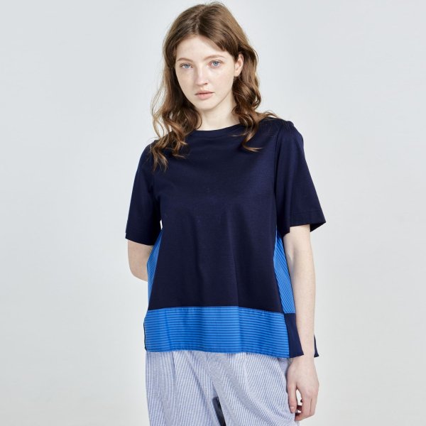 画像1: [PINETA]トップス・Tシャツ 3素材配色カットソー/3月中旬配送 (1)