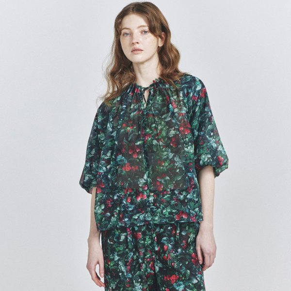 画像1: [PINETA]シャツ・ブラウス オリジナルプリント　シルキーボイル花柄/3月上旬配送 (1)