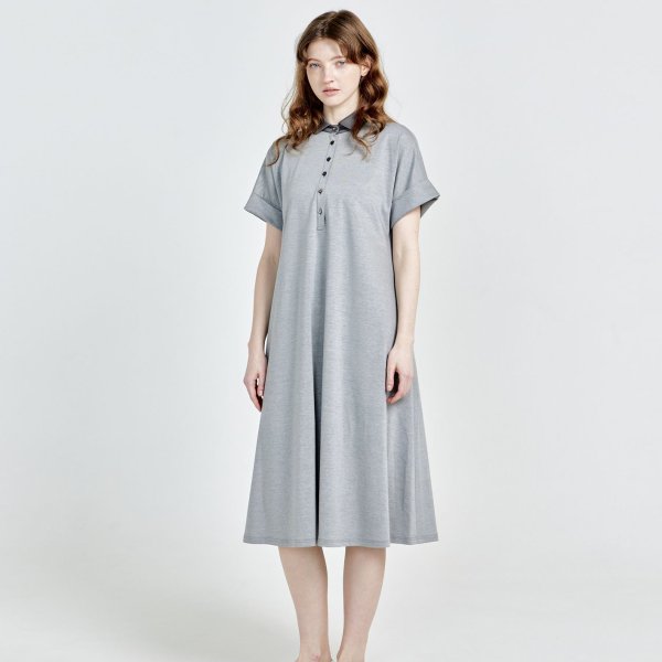 画像1: [PINETA]ワンピース 衿配色　シャツワンピース/3月中旬配送 (1)