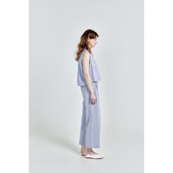 画像2: [PINETA]パンツ ツータックワイドパンツ　コットン/リネン　ストライプ/3月中旬配送 (2)