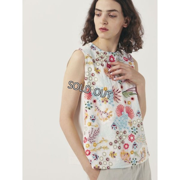 画像2: [PINETA]シャツ・ブラウス前身刺繍ノースリーブ (2)