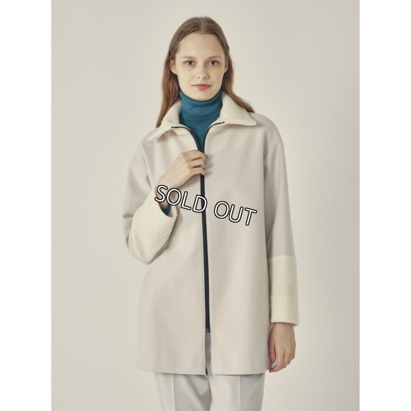 画像2: [PINETA]ジャケット ボア使いZIP丈長ジャケット (2)