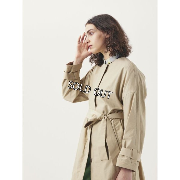 画像2: [PINETA]ジャケットサイドスリット入りノーカラーコート (2)