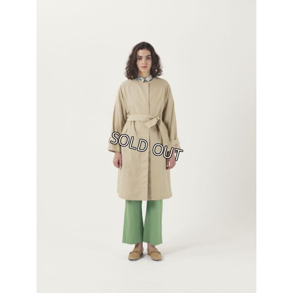 画像3: [PINETA]ジャケットサイドスリット入りノーカラーコート (3)