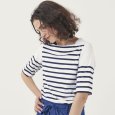 画像1: [PINETA]トップス・Tシャツボートネック５分袖プルオーバー (1)