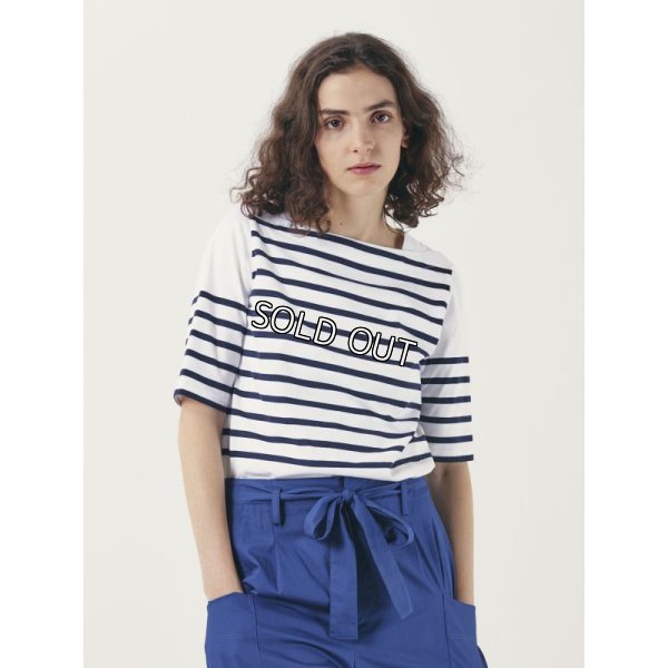 画像2: [PINETA]トップス・Tシャツボートネック５分袖プルオーバー (2)