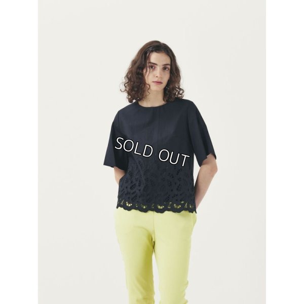 画像2: [PINETA]シャツ・ブラウス異素材切替プルオーバー (2)