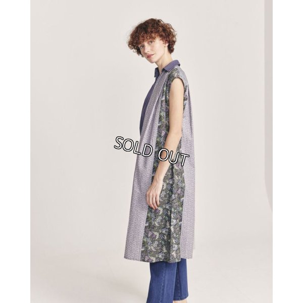 画像2: [PINETA]ワンピース シーチングプリントノースリーブワンピース (2)