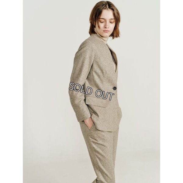 画像2: [PINETA]ジャケット ツィードノーカラー (2)