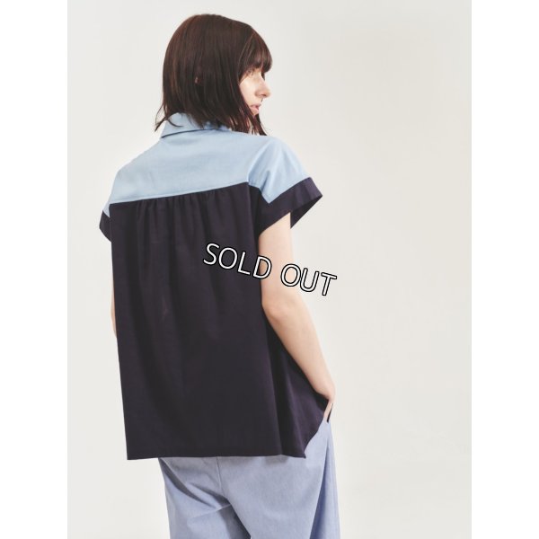 画像2: [PINETA]シャツ・ブラウス プリント＋無地コンビフレンチブラウス (2)