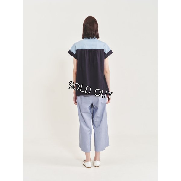 画像4: [PINETA]シャツ・ブラウス プリント＋無地コンビフレンチブラウス (4)