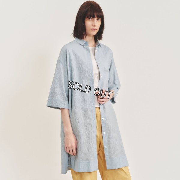 画像1: [PINETA]ワンピース ６分袖シャツ衿ロングブラウス (1)