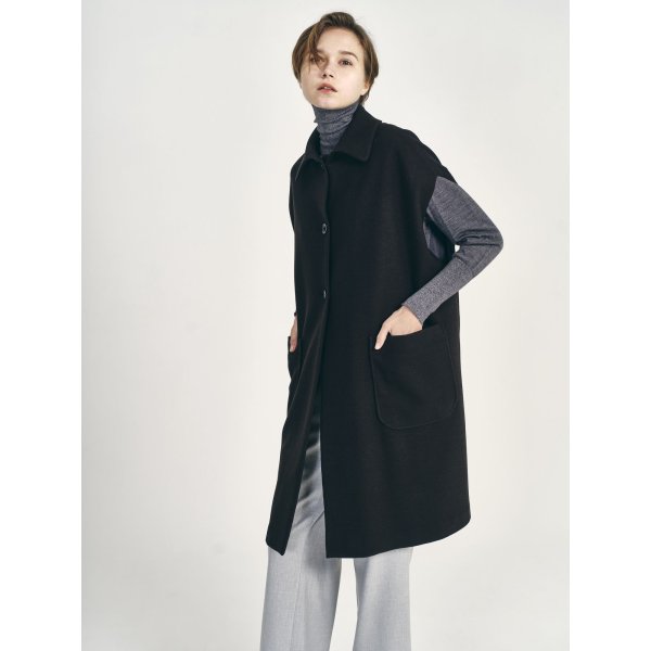 画像2: [PINETA]コート ウールライクジャージロングベスト (2)
