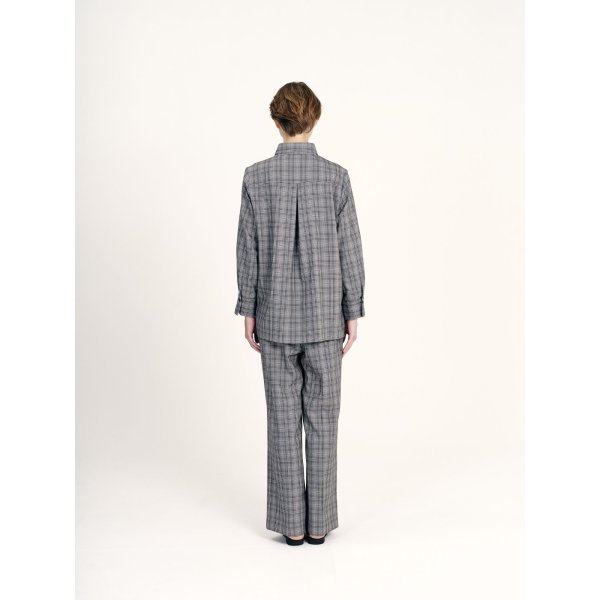 画像4: [PINETA]シャツ・ブラウス グレンチェック異素材ブラウス (4)