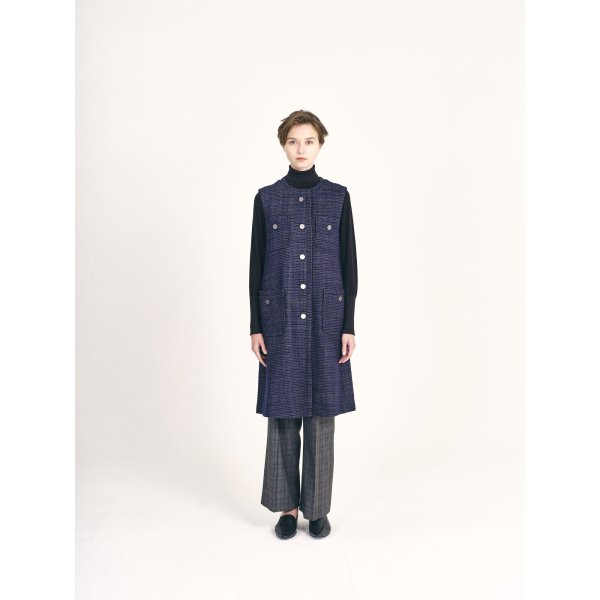 画像2: [PINETA]ジャケット ラメツィードロングジレ (2)