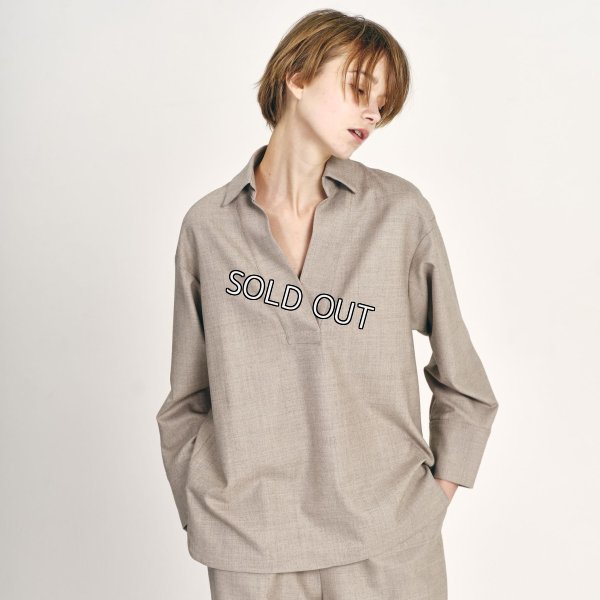 画像1: [PINETA]トップス・Tシャツ ストレッチウールブラウス (1)