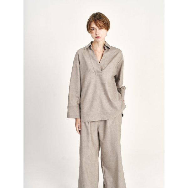 画像2: [PINETA]トップス・Tシャツ ストレッチウールブラウス (2)