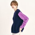 画像1: [PINETA]ニット Ａラインタイプ　プルオーバー　配色デザイン/10月中旬配送 (1)