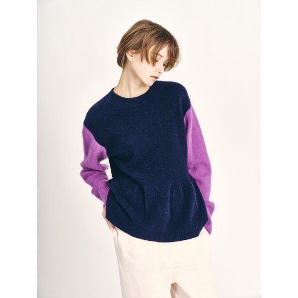 画像2: [PINETA]ニット Ａラインタイプ　プルオーバー　配色デザイン (2)