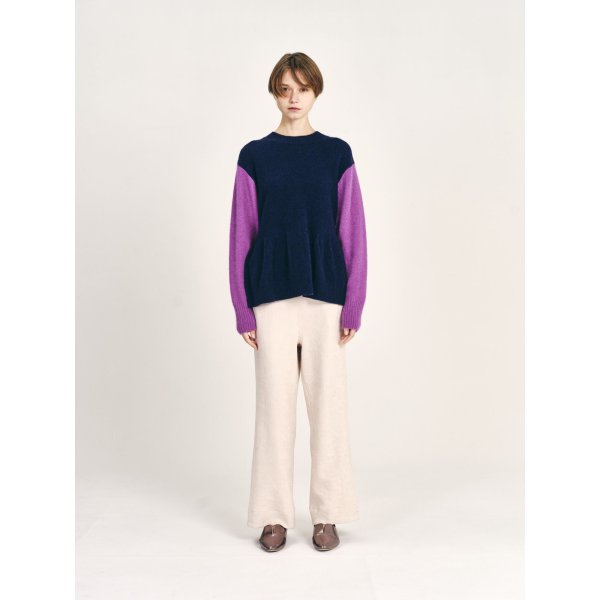 画像3: [PINETA]ニット Ａラインタイプ　プルオーバー　配色デザイン (3)