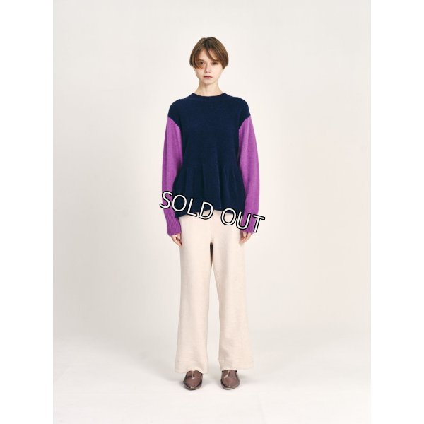 画像3: [PINETA]ニット Ａラインタイプ　プルオーバー　配色デザイン (3)