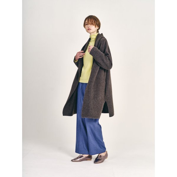 画像2: [PINETA]ニット ヤクフード付ロングカーディガン (2)