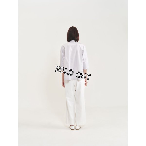 画像3: [PINETA]シャツ・ブラウス コード刺繍入りノーカラーブラウス (3)