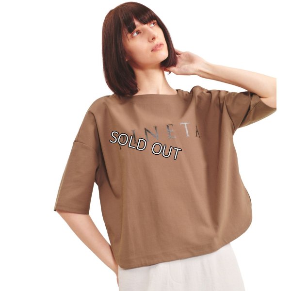 画像1: [PINETA]トップス・Tシャツ ＰＩＮＥＴＡ箔プリントショート丈ＰＯ (1)