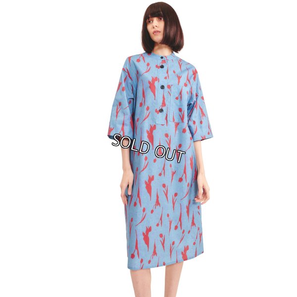 画像1: [PINETA]ワンピース スタンド衿６分袖ワンピース (1)